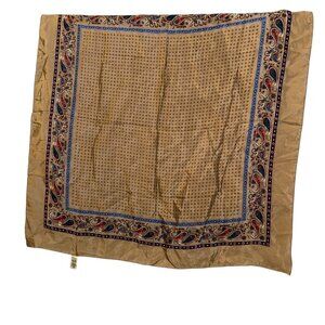 the Luxury of Silk JAPAN vintage khaki blue paisley print scarf